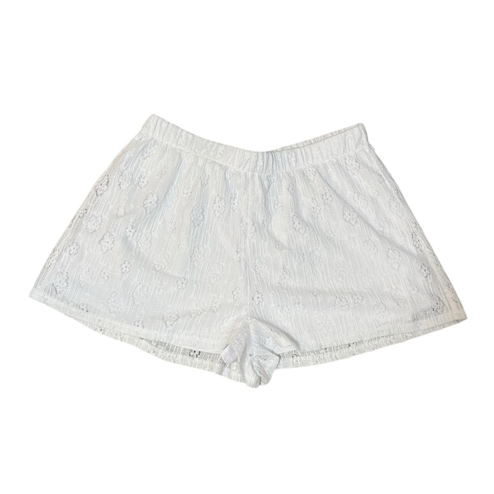 White high waisted Lace overlay Shorts #77